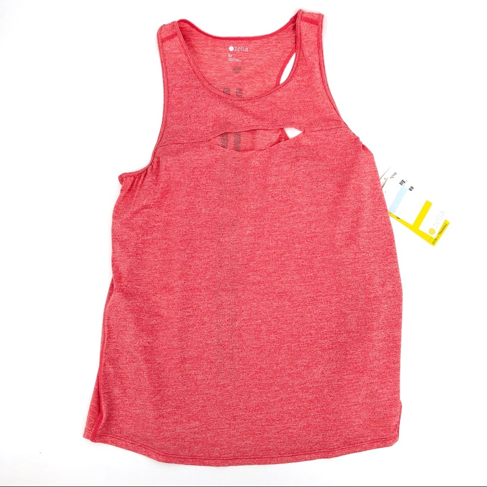 NWT Zella Cut Out Racerback Coral Pink Tank Top M